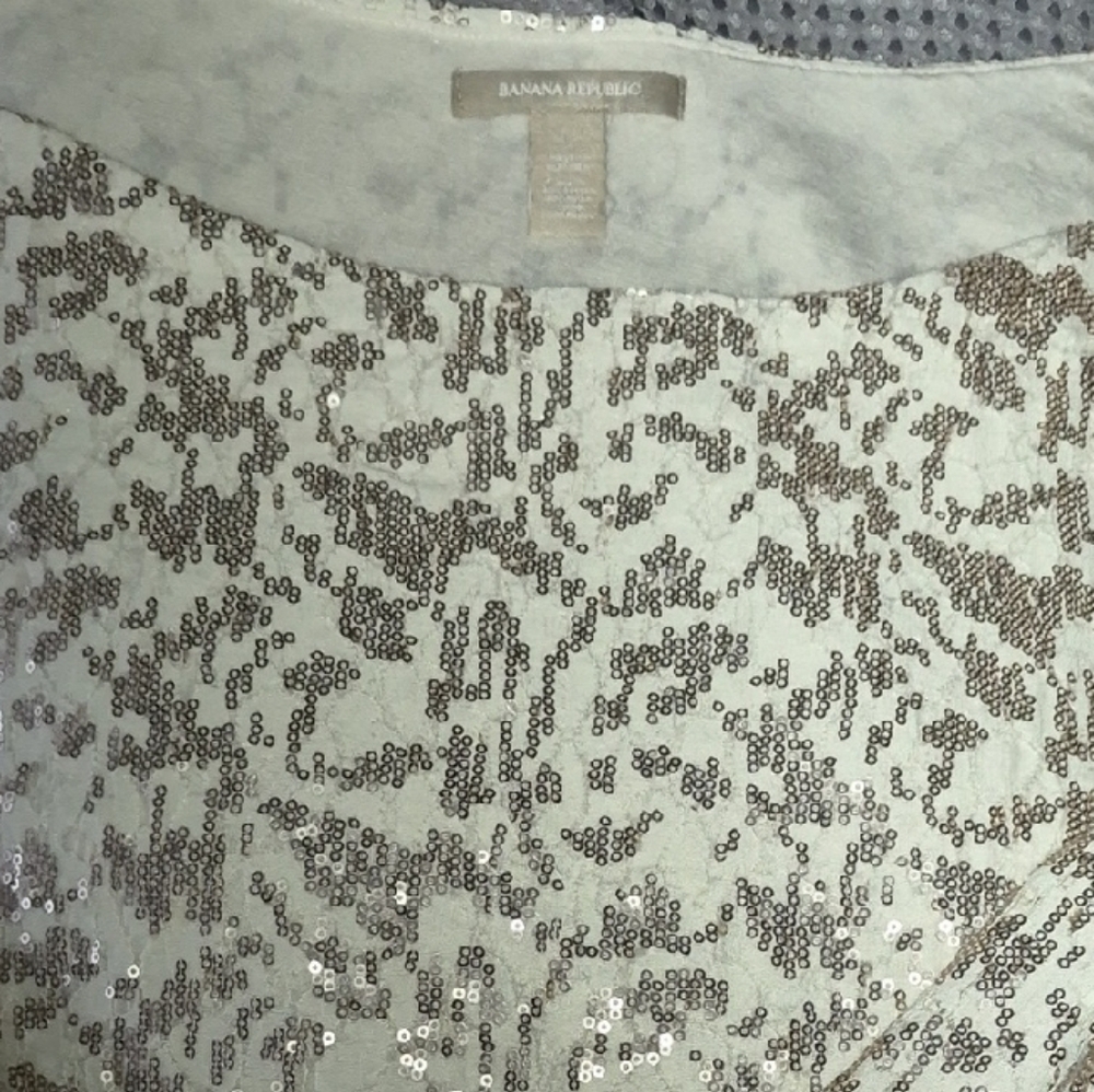 Banana Republic Cream and Gold Sequin Top
